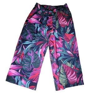 Eliane Rose Tropical Beach Resort Wide Leg Cropped Pants Womens Large Multicolor